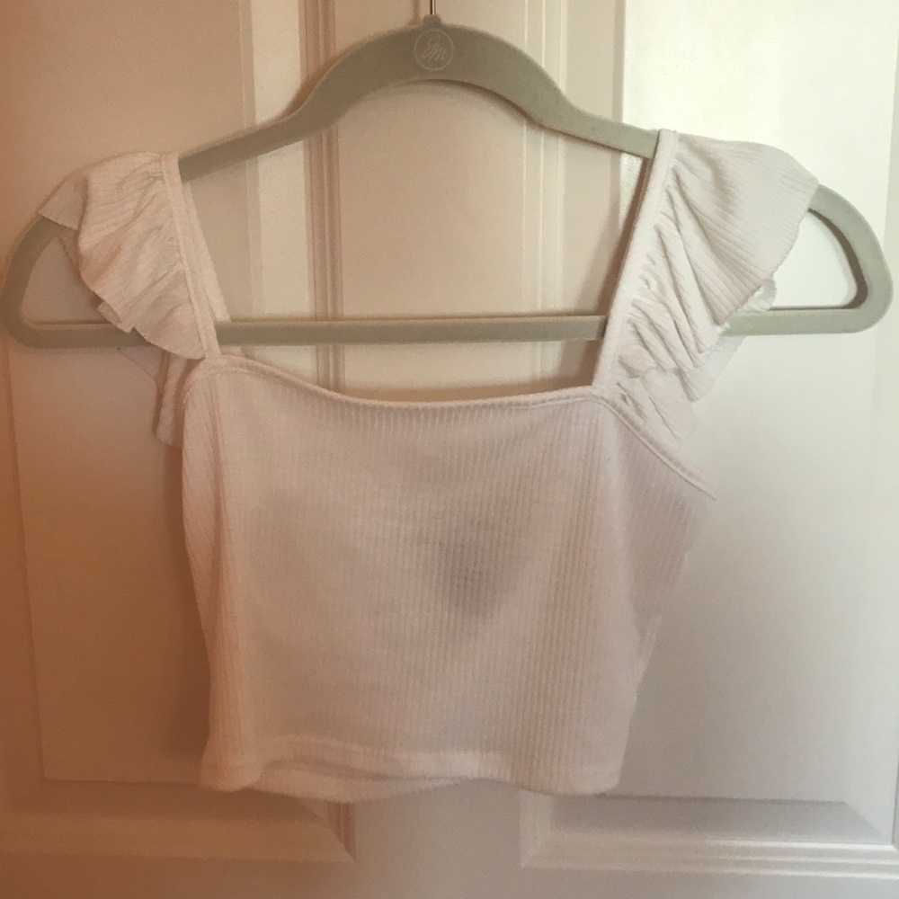 Forever 21 white ruffle sleeve tank!